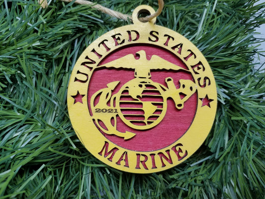 USMC 3.5"inch Laser cut Wooden Ornament