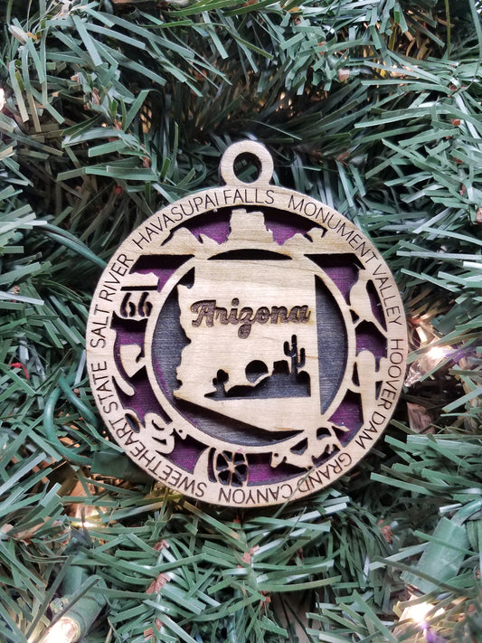 United States-State- Laser Cut Christmas Ornaments-Wood