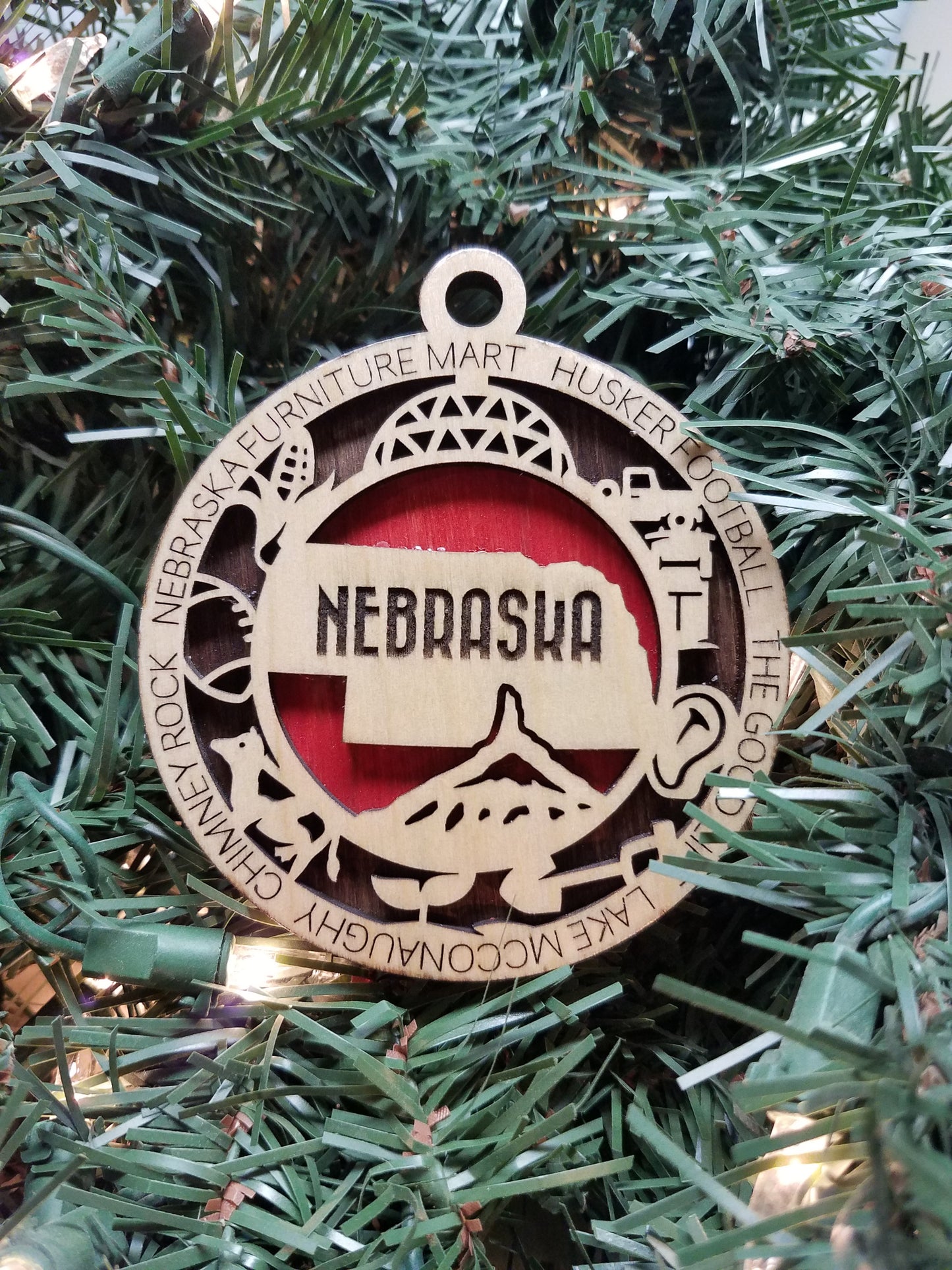 United States-State- Laser Cut Christmas Ornaments-Wood