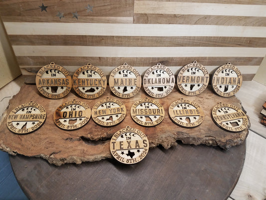 Solar Eclipse Laser Cut Ornament-Wood-13 States