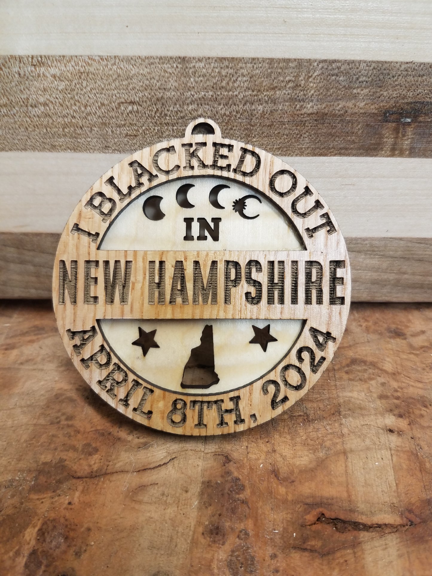 Solar Eclipse Laser Cut Ornament-Wood-13 States