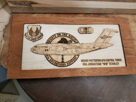 C-17 Laser Engraving on Maple,Customizable Framed,Military Service Gift