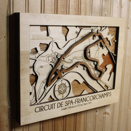 Racetrack Topography Engraved Wall Map F1/NASCAR/Motorcross