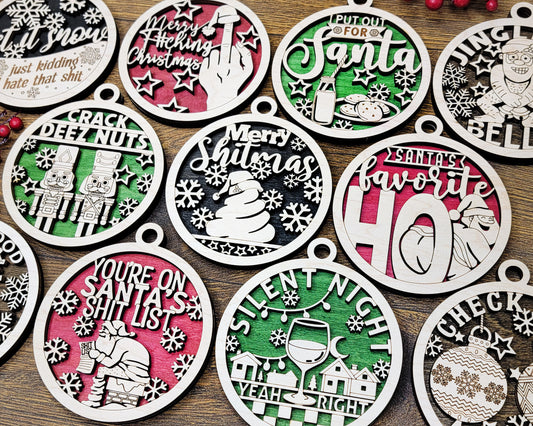 Naughty But Nice- Laser Cut Wooden Ornaments