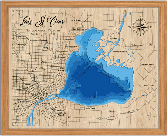 Lake St. Clair Bathometric Depth Map