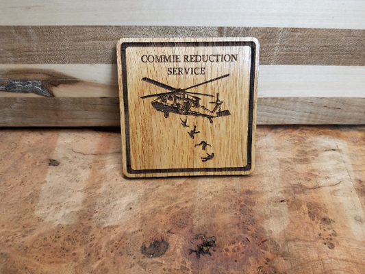Wooden Commie Reduction Service Coasters 4" Square