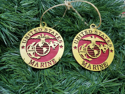 USMC  3.5"inch Laser cut Wooden Ornament