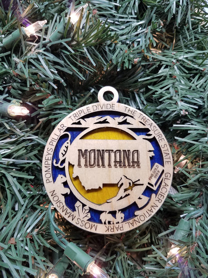 United States-State- Laser Cut Christmas Ornaments-Wood