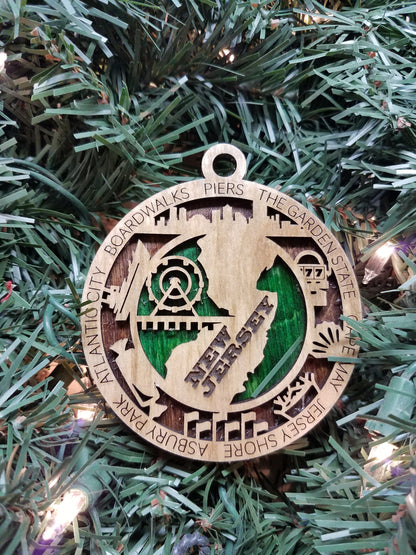 United States-State- Laser Cut Christmas Ornaments-Wood