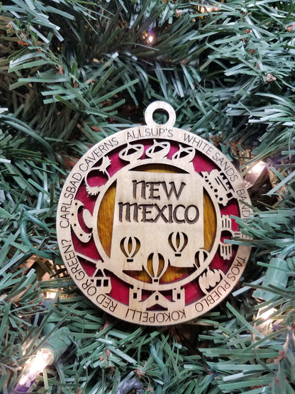 United States-State- Laser Cut Christmas Ornaments-Wood