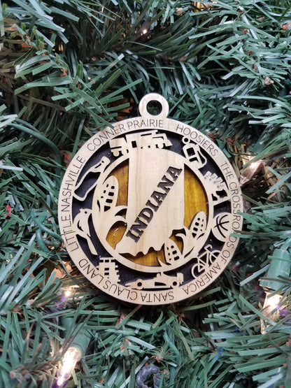 United States-State- Laser Cut Christmas Ornaments-Wood