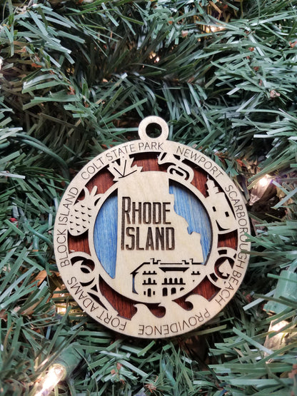 United States-State- Laser Cut Christmas Ornaments-Wood