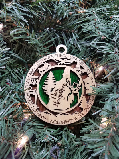 United States-State- Laser Cut Christmas Ornaments-Wood