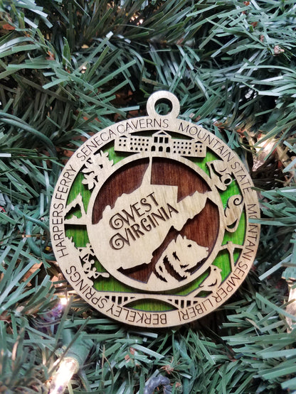 United States-State- Laser Cut Christmas Ornaments-Wood