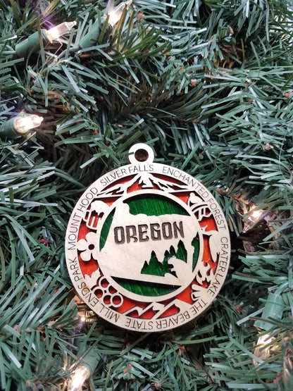 United States-State- Laser Cut Christmas Ornaments-Wood