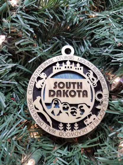 United States-State- Laser Cut Christmas Ornaments-Wood