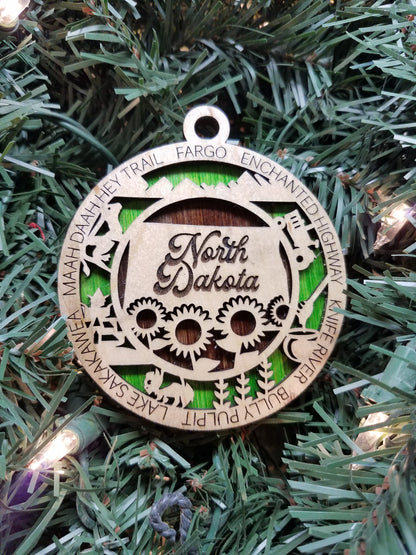 United States-State- Laser Cut Christmas Ornaments-Wood