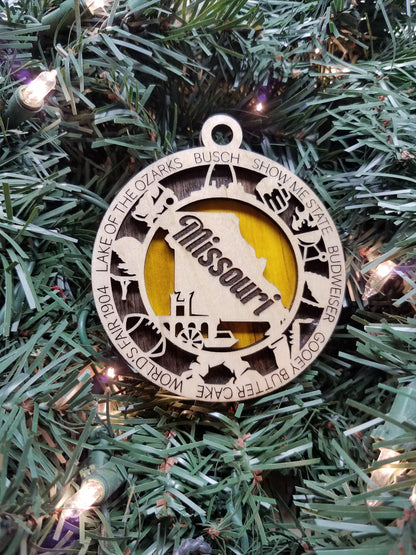 United States-State- Laser Cut Christmas Ornaments-Wood