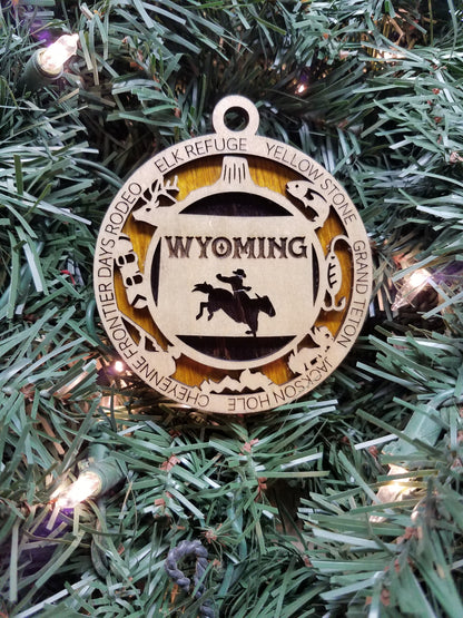 United States-State- Laser Cut Christmas Ornaments-Wood