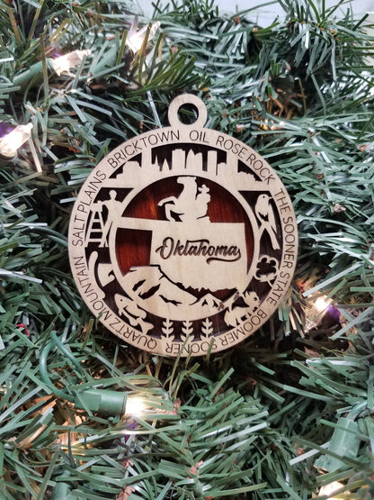 United States-State- Laser Cut Christmas Ornaments-Wood