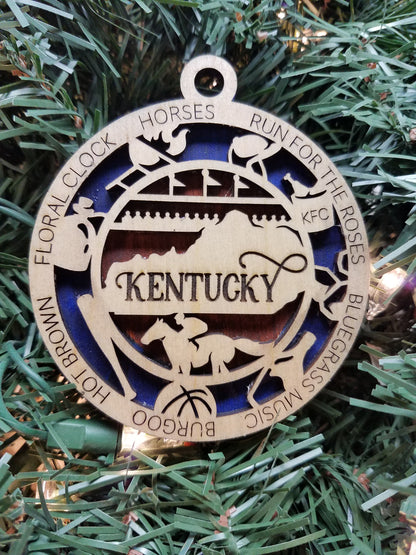 United States-State- Laser Cut Christmas Ornaments-Wood