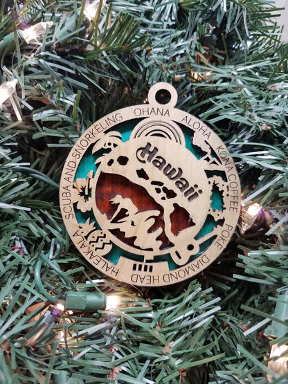 United States-State- Laser Cut Christmas Ornaments-Wood
