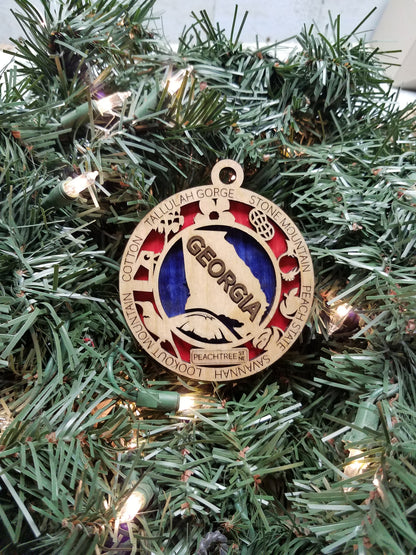 United States-State- Laser Cut Christmas Ornaments-Wood