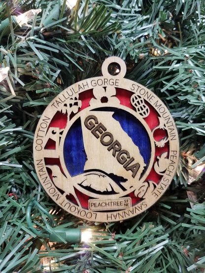 United States-State- Laser Cut Christmas Ornaments-Wood