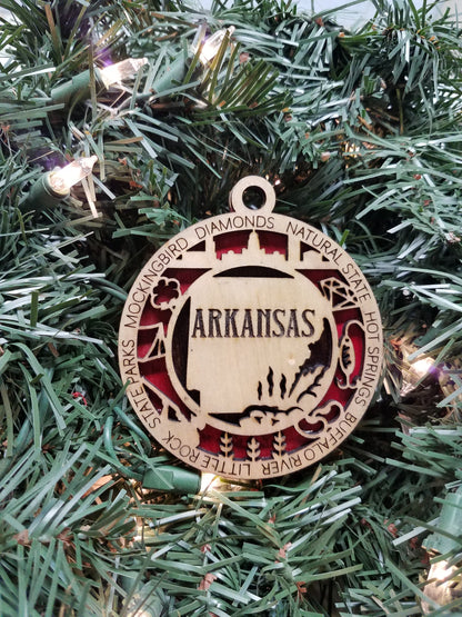 United States-State- Laser Cut Christmas Ornaments-Wood