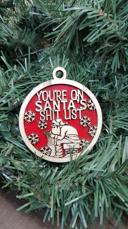 Naughty But Nice- Laser Cut Wooden Ornaments