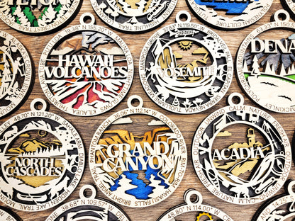 National Park  Wooden Christmas Ornament Set