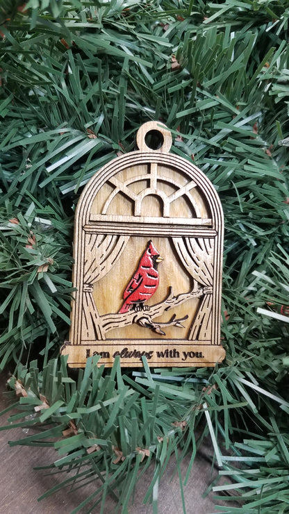 Cherished Cardinal Laser Cut Maple/Cherry Ornaments