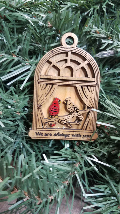 Cherished Cardinal Laser Cut Maple/Cherry Ornaments