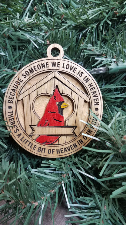 Cherished Cardinal Laser Cut Maple/Cherry Ornaments