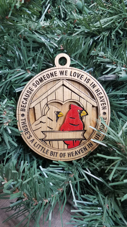 Cherished Cardinal Laser Cut Maple/Cherry Ornaments