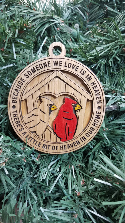 Cherished Cardinal Laser Cut Maple/Cherry Ornaments
