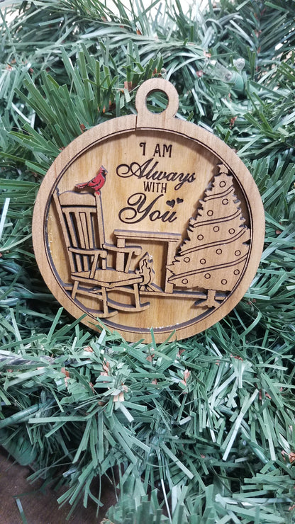 Cherished Cardinal Laser Cut Maple/Cherry Ornaments