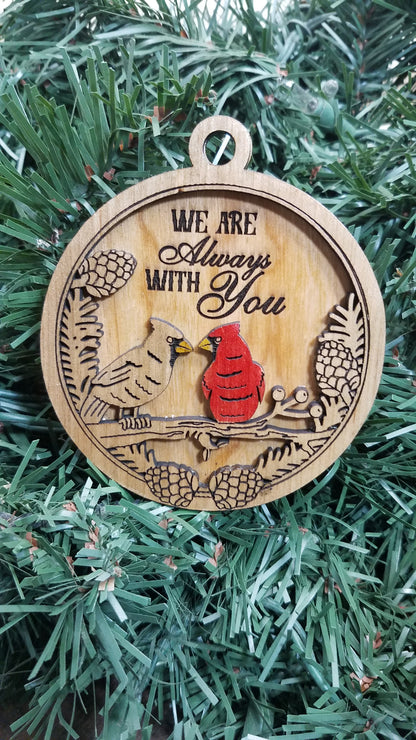 Cherished Cardinal Laser Cut Maple/Cherry Ornaments