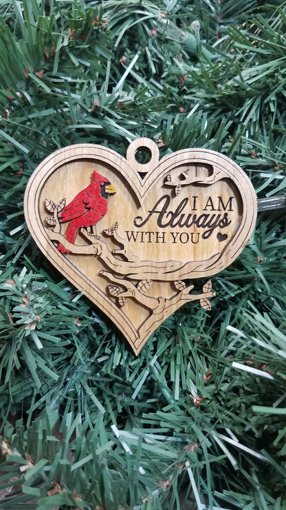 Cherished Cardinal Laser Cut Maple/Cherry Ornaments