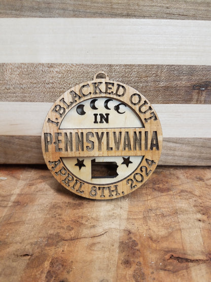 Solar Eclipse Laser Cut  Ornament-Wood-13 States