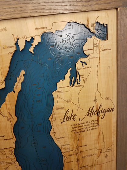 Custom Lake Depth Map One Layer or Multi Layered. -Laser Cut Laser Engraved. (Copy)