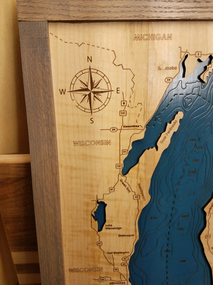 Custom Lake Depth Map One Layer or Multi Layered. -Laser Cut Laser Engraved. (Copy)