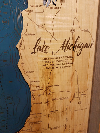 Custom Lake Depth Map One Layer or Multi Layered. -Laser Cut Laser Engraved. (Copy)
