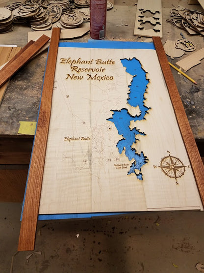 Custom Lake Depth Map One Layer or Multi Layered. -Laser Cut Laser Engraved. (Copy)