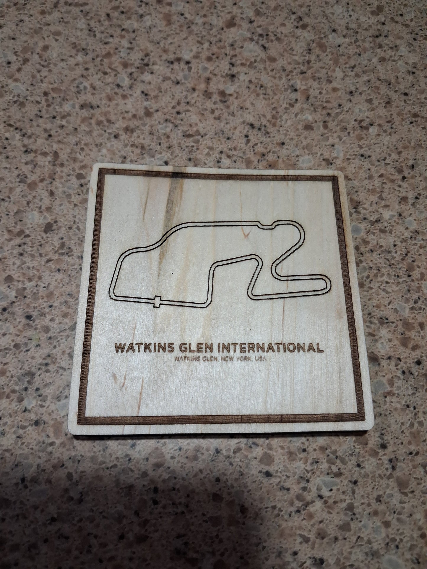 Laser cut/engraved F1/NASCAR/Motorcross coaster
