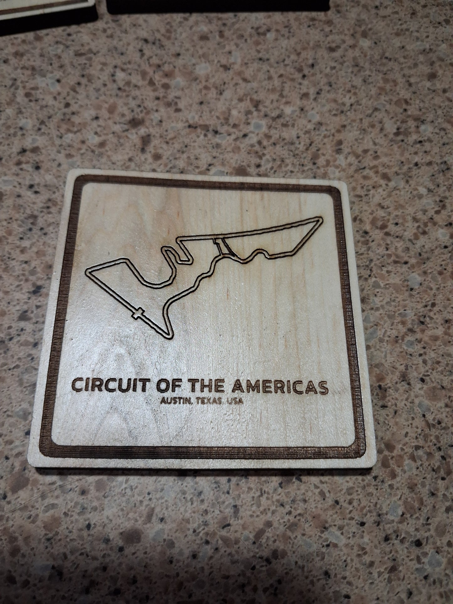 Laser cut/engraved F1/NASCAR/Motorcross coaster