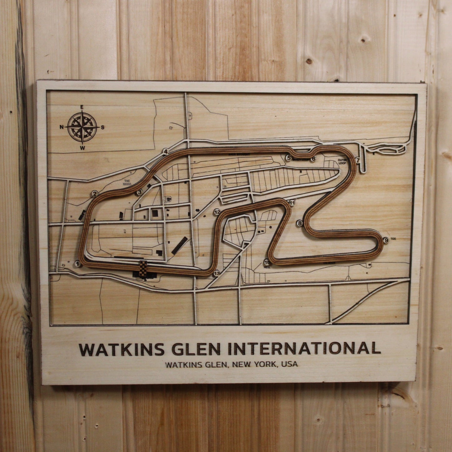 Watkins Glen International Race Track Topography Map Wall Decor
