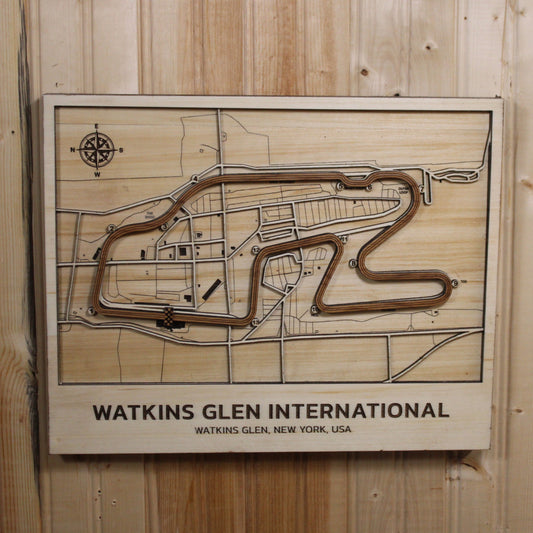 Watkins Glen International Race Track Topography Map Wall Decor