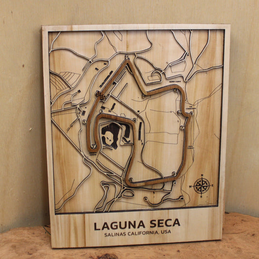 Laguna Seca International Race Track Topography Map Wall Decor