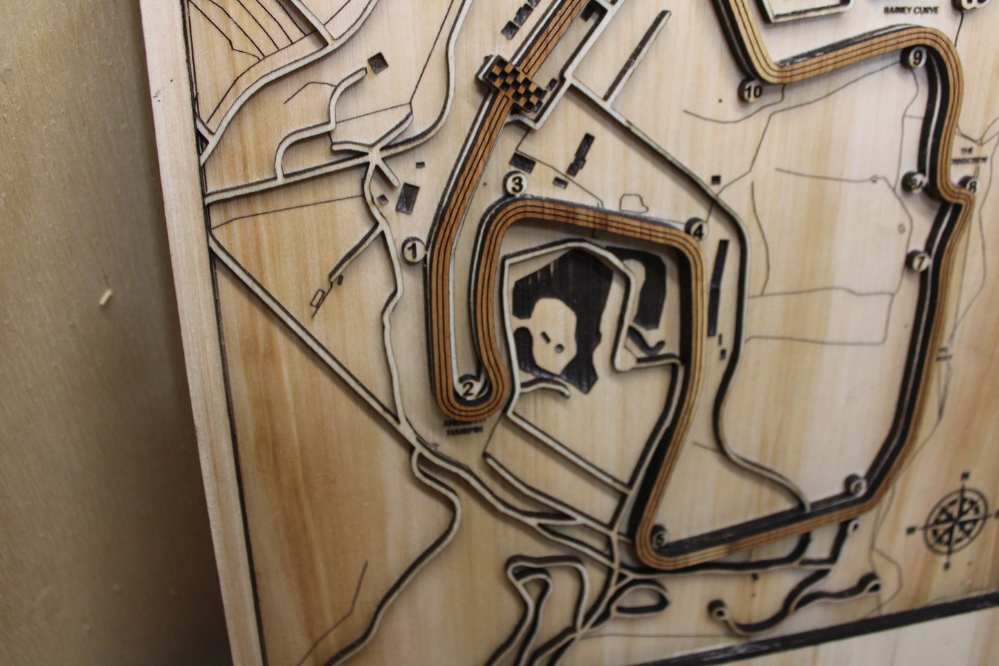 Laguna Seca International Race Track Topography Map Wall Decor